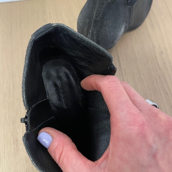 Rag & Bone Brushed Black Leather Booties Sz 7.5/38 - Picture 5 of 15